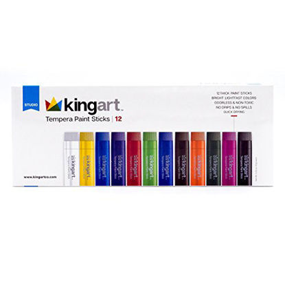 Picture of KingArt Studio Tempera Paint Sticks, Set of 12, Unique Colors