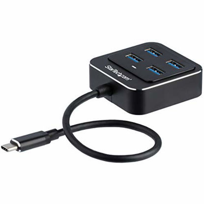 Picture of StarTech.com 4-Port USB C Hub - USB-C to 4X USB-A Ports - SuperSpeed 10Gbps USB 3.1/3.2 Gen 2 Type-C Hub - USB Bus Powered - Portable/Compact USB-C to USB Adapter Hub for Laptop - Aluminum (HB31C4AB)