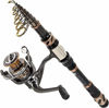 Picture of PLUSINNO Fishing Rod and Reel Combos - Carbon Fiber Telescopic Fishing Pole - Spinning Reel 12 +1 Shielded Bearings Stainless Steel BBTravel Saltwater Freshwater Full Kit 7.87FT