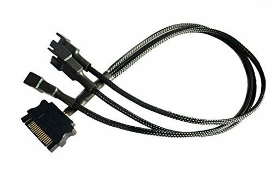 Picture of SATA to 3 Fan Splitter Adapter Cable 3 Way Sleeved Braided Y Splitter Computer case PC 3/4 pin Fan Extension Power Cable SATA to 3 Fan Converter 16 inches TeamProfitcom