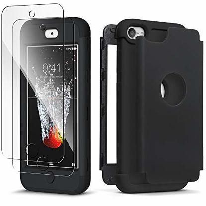 Picture of IDWELL iPod Touch 7th Generation Case with 2 Screen Protector, [Three Layer Armor Series] Heavy Duty Protection Shockproof High Impact Protective Case for Apple iPod Touch 5/6/7th Generation, Black