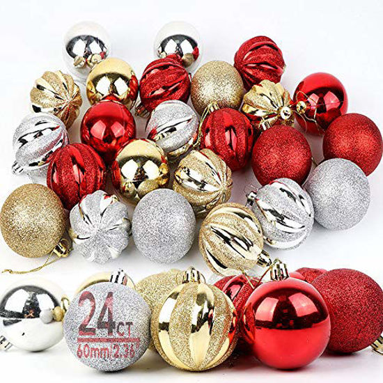 Picture of OurWarm Christmas Ornaments Balls, 24 Pcs Shatterproof Christmas Tree Ornaments Christmas Decorations for Xmas Tree Party Holiday Home Decor