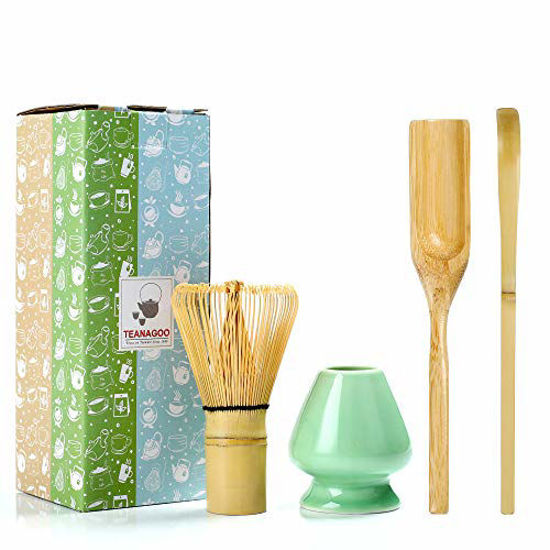 Picture of TEANAGOO MA-01 Japanese Matcha Ceremony Accessory, Matcha Whisk (Chasen), Traditional Scoop (Chashaku), Tea Spoon, Whisk Holder, The Perfect Set to Prepare a Traditional Cup of Matcha.