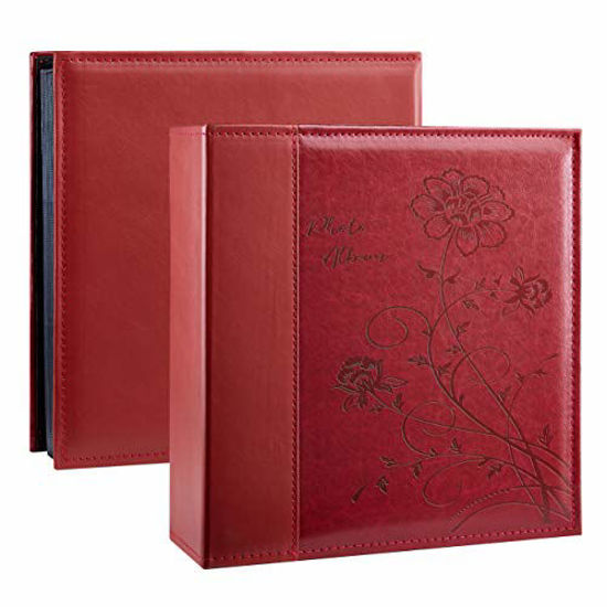 Picture of Artmag Photo Picutre Album 4x6 500 Photos, Extra Large Capacity Leather Cover Wedding Family Photo Albums Holds 500 Horizontal and Vertical 4x6 Photos with White Pages(Red)