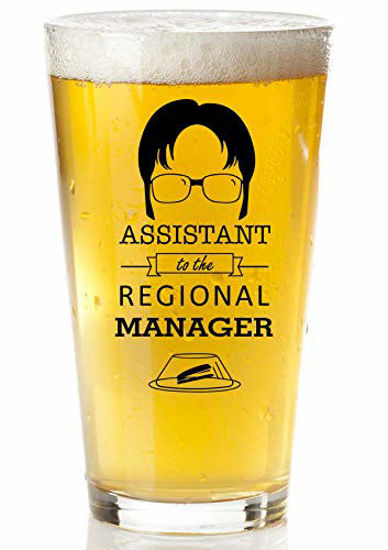 Picture of Assistant To The Regional Manager Beer glass - Funny Dwight Schrute The Office Merchandise - 16oz Collectible Dunder Mifflin The Office Mug For Men And Women