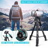 Picture of Torjim 60 Camera Tripod with Carry Bag, Lightweight Travel Aluminum Professional Tripod Stand (5kg/11lb Load) with Bluetooth Remote for DSLR SLR Cameras Compatible with Phone-Black