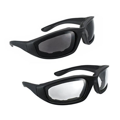 3 Pair UV Protection Motorcycle Riding Glasses Padding Goggles Bicycle  Sunglasses - Smoke Clear Yellow