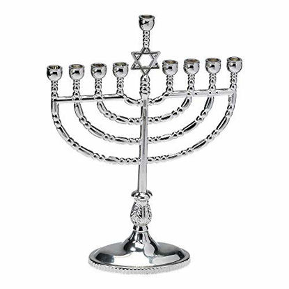 Picture of Rite Lite Traditional Polished Silvertone Chanukah Menorah - Hanukkah Candles Menorah 8.50" h