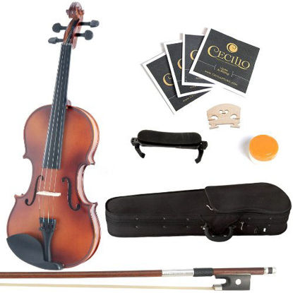 Picture of Mendini Solid Wood Violin with Hard Case, Bow, Rosin and Extra Strings (4/4, Antique)