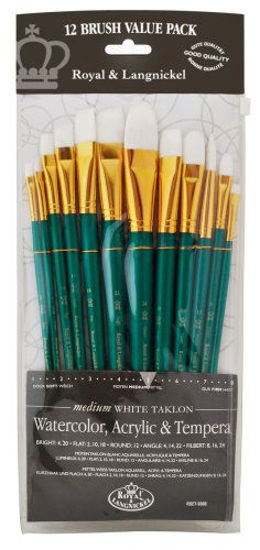 Picture of Royal Brush Manufacturing Royal and Langnickel Zip N' Close 12-Piece Brush Set, Medium White Taklon