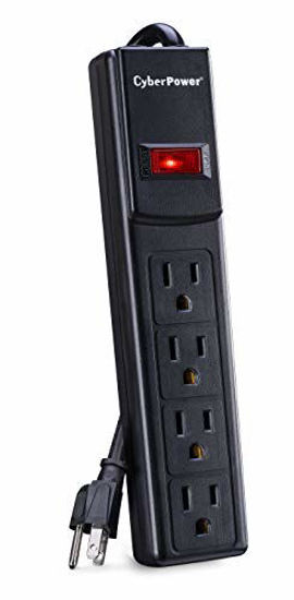 Picture of CyberPower CSB404 Essential Surge Protector, 450J/125V, 4 Outlets, 4ft Power Cord, Black