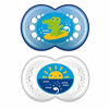 Picture of MAM Crystal Pacifier (2 pack, 1 Sterilizing Pacifier Case), Pacifiers 6 Plus Months, Best Pacifiers for Breastfed Babies, Baby Boy, Baby Pacifiers, Designs May Vary