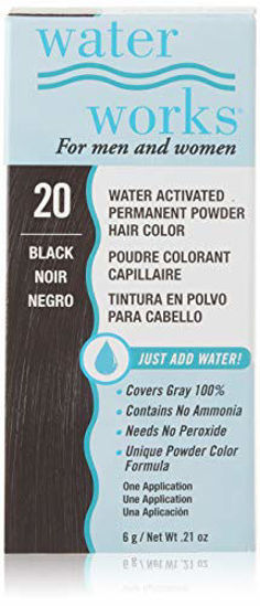 Picture of Water Works Water Activated Permanent Powder Hair Color for Men and Women, 20 Black