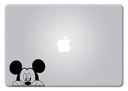 Picture of Die-Cut Vinyl Decal Sticker Mickey Mouse Peeking for MacBook Laptop Car Window (Black)