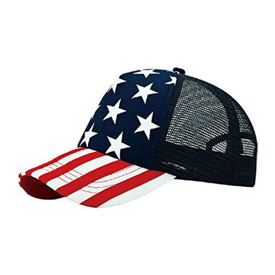 Picture of MG 5 Panel Foam Mesh Trucker USA Patriotic Flag Snap Back Baseball Cap - Flag