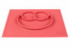 Picture of ezpz Happy Mat (Coral) - 100% Silicone Suction Plate with Built-in Placemat for Toddlers + Preschoolers - Divided Plate - Dishwasher Safe