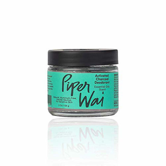 Picture of PiperWai, Natural Activated Charcoal Deodorant Jar (2 oz), Vegan, Odor-Absorbing and Wetness Fighting, Coconut Oil, Gender-Neutral (As Seen on Shark Tank)