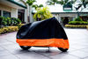 Picture of XYZCTEM All Season Black&Orange Waterproof Sun Motorcycle cover,Fits up to 108" Harley Davison,Honda,Suzuki,Kawasaki,Yamaha and More (XX Large)