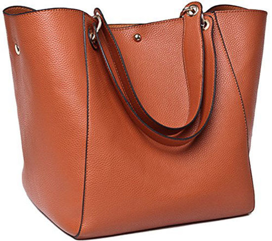 Brown Full Grain Leather Big Shopper Bag Retro Tote Purse | Baginning