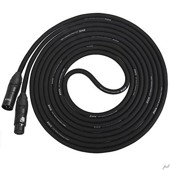 Picture of LyxPro Quad Series 30 ft XLR 4-Conductor Star Quad Balanced Microphone Cable for High End Quality and Sound Clarity, Extreme Low Noise, Black