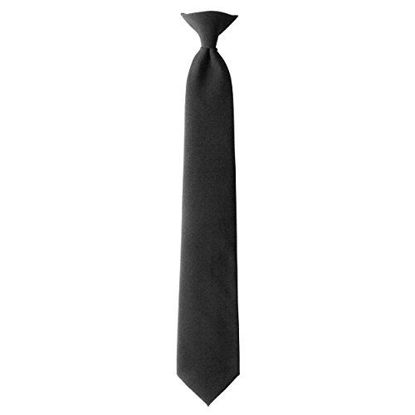 Picture of Jacob Alexander Uniform Solid Clip-On Tie with Buttonholes - Regular 20 inch - Black