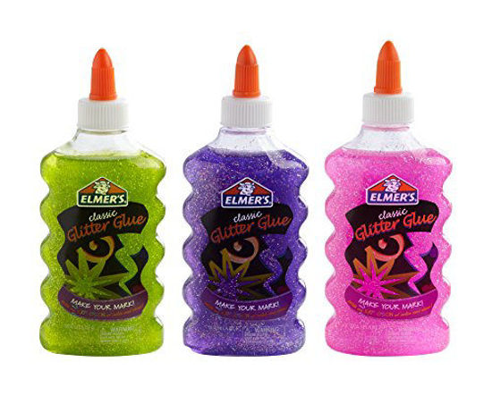 Picture of Elmer's Liquid Glitter Glue, Great For Making Slime, Washable, Assorted Colors, 6 Ounces Each, 3 Count