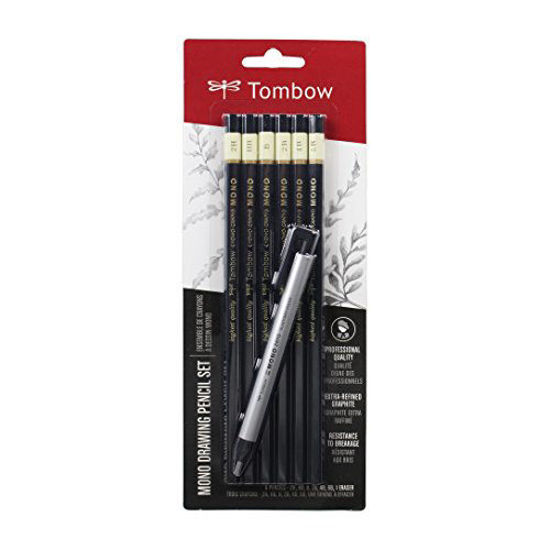 Picture of Tombow 61002 MONO Drawing Pencil Set, Combo 6-Pack. Professional Quality Graphite Pencil Set with Precision Zero Eraser