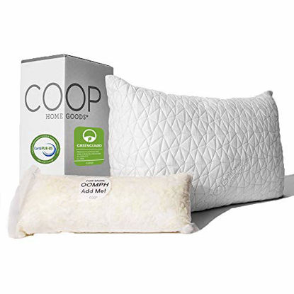 Picture of Coop Home Goods - Premium Adjustable Loft Pillow - Hypoallergenic Cross-Cut Memory Foam Fill - Lulltra Washable Cover from Bamboo Derived Rayon - CertiPUR-US/GREENGUARD Gold Certified - Queen