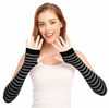 Picture of Punk Gothic Rock Long Arm Warmer Fingerless Gloves, Black Grey