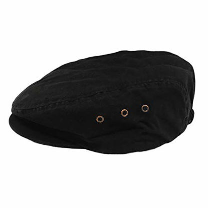 Picture of Mens Black Washed Canvas Ivy Ascot Cabbie Cap