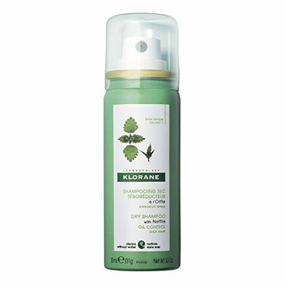 Picture of Klorane Dry Shampoo with Nettle for Oily Hair and Scalp, Regulates Oil Production, Paraben & Sulfate-Free, Travel Size, 1 oz.