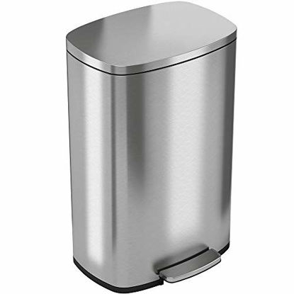 Picture of iTouchless SoftStep 13.2 Gallon Stainless Steel Step Trash Can with Odor Control System, 50 Liter Pedal Garbage Bin for Kitchen, Office, Home - Silent and Gentle Open and Close