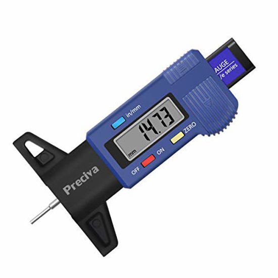 Picture of Tire Tread Depth Gauge, Preciva LCD Digital Tire Tread Depth Gauge Tool with Inch and MM Conversion of 0-0.98 Inches(NO Fraction Display/NO 32nds)