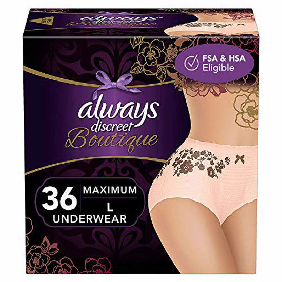 Always Discreet Boutique Incontinence Underwear, Black - Large