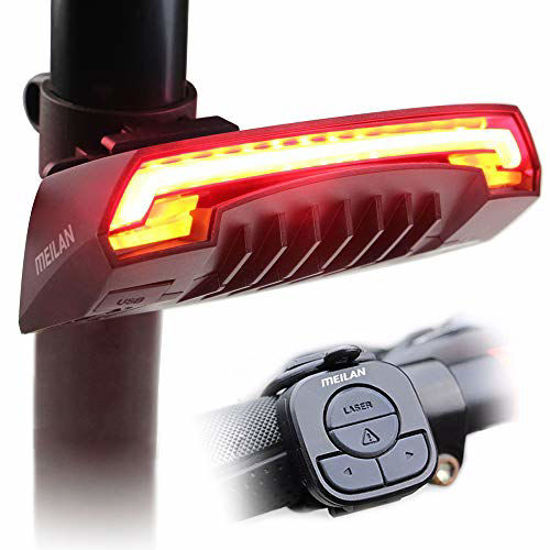 Picture of MEILAN X5 Smart Bike Tail Light with Turn Signals and Automatic Brake Light Wireless Remote Control Bike Rear Light Back USB Rechargeable Safety Warning Cycling Light Fits on Any Road Bicycle