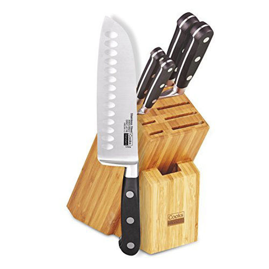 Picture of Cooks Standard 6-Piece Stainless Steel Knife Set with Expandable Bamboo Block for Extra Slots