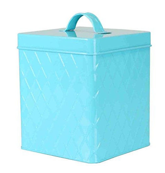 Picture of Home Basics Tin Kitchen Food Storage Organization Canister Collection (Large Canister with Cover, Turquoise)