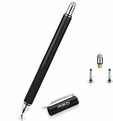 Picture of MEKO 2-in-1 Stylus Precision Disc Styli Touch Screen Pen with 3 Replaceable Tips for iPads, Tablets, iPhones, Smartphones, Samsung Galaxy Note/Tab (Black)