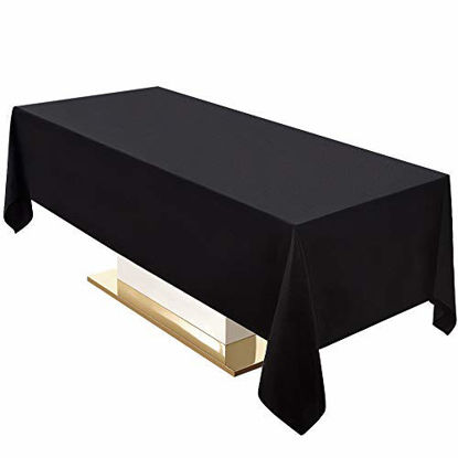 Picture of Surmente Tablecloth 60 x 102-Inch Rectangular Polyester Table Cloth for Weddings, Banquets, or Restaurants (Black)  