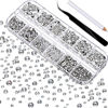 Picture of TecUnite 2000 Pieces Flat Back Gems Round Crystal Rhinestones 6 Sizes (1.5-6 mm) with Pick Up Tweezer and Rhinestones Picking Pen for Crafts Nail Face Art Clothes Shoes Bags DIY (Clear)