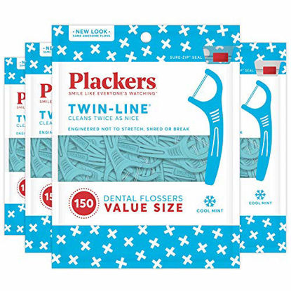 Picture of Plackers Twin-Line Dental Floss Picks, 150 Count (Pack of 4)