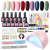 Picture of Gel Nail Polish Kit with u v Light Starter Kit 36W Led Lamp 10 Colors Glitter Nail Polish Set Top and Base Coat Rhinestones Nail Art Stickers Nail Tools French Manicure Kit for DIY Home Salon