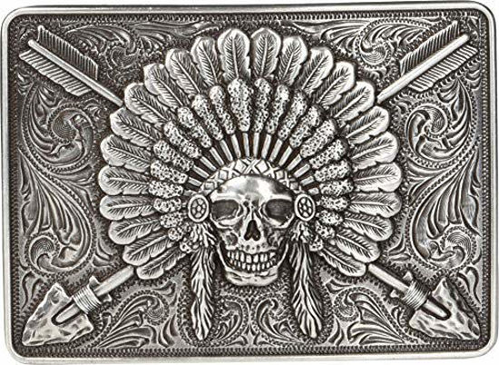 Picture of Ariat Rectangle Chief Skull Buckle Antique Silver One Size