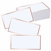 Picture of EXQUISS 50 Pcs Rose Gold Foil Border Place Cards Name Tags Seating Cards Blank Place Cards White Cards Reserved Cards Perfect for Wedding Reception Party Birthday Baby Shower Event - 4 x 2 inches 