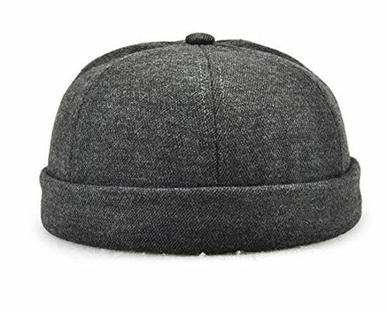 Picture of Unique Street Casual Solid Dark Grey Cotton Brim-Less Strap-Back Cap