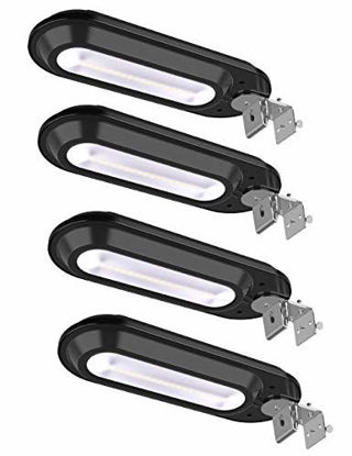 Picture of ROSHWEY Solar Gutter Lights Outdoor, Bright 18 LED Fence Lighting Waterproof Wall Lamps for Garden Garage Pathway (Pack of 4, Cool White Light)