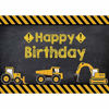 Picture of Allenjoy 7X5ft Construction Theme Birthday Party Backdrop Digger Excavator Dump Trucks Boy Kids Birthday Banner Decorations Supplies Photography Background Photobooth Props