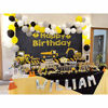 Picture of Allenjoy 7X5ft Construction Theme Birthday Party Backdrop Digger Excavator Dump Trucks Boy Kids Birthday Banner Decorations Supplies Photography Background Photobooth Props