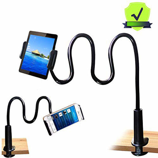 Picture of MAGIPEA Tablet Stand Holder, Mount Holder Clip with Grip Flexible Long Arm Gooseneck Compatible with ipad iPhone/Nintendo Switch/Samsung Galaxy Tabs/Amazon Kindle Fire HD - Black