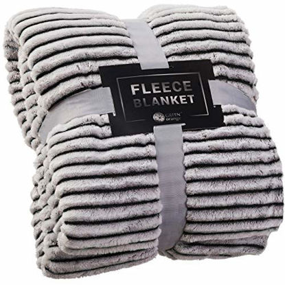 Picture of GREEN ORANGE Fleece Throw Blanket for Couch - 50x60, Lightweight, Black and White - Soft, Plush, Fluffy, Warm, Cozy - Perfect for Bed, Sofa